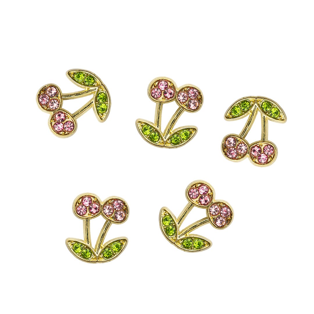 Cherry-shaped nail charms - 6 pieces/pink/white/sliver