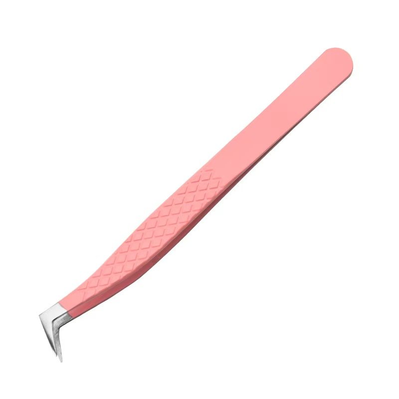 stainless steel eyelash tweezers-pink