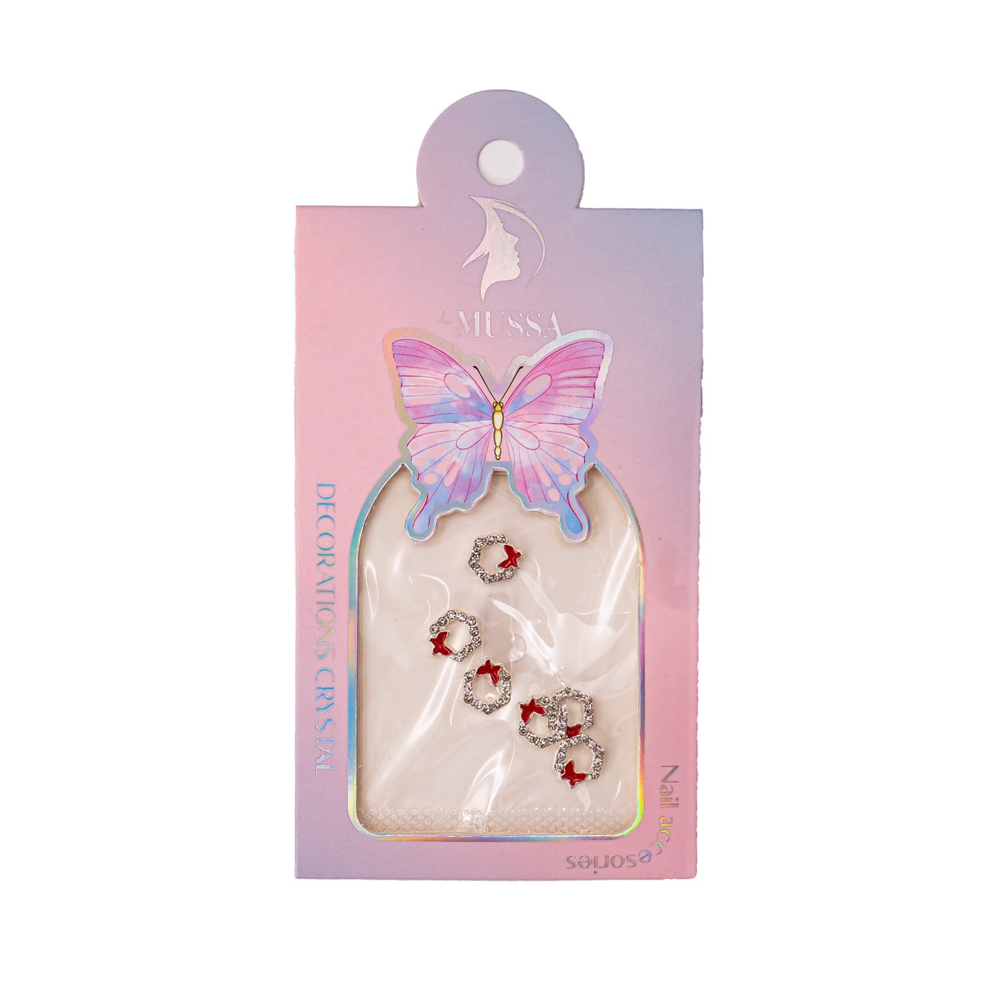Small butterfly nail charms, 6 pieces
