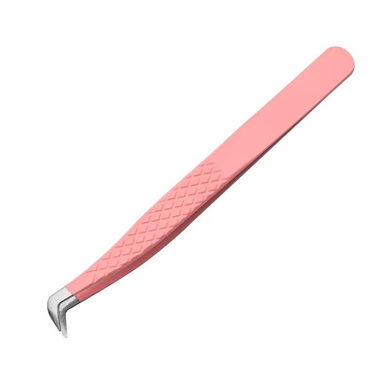 stainless steel eyelash tweezers-pink