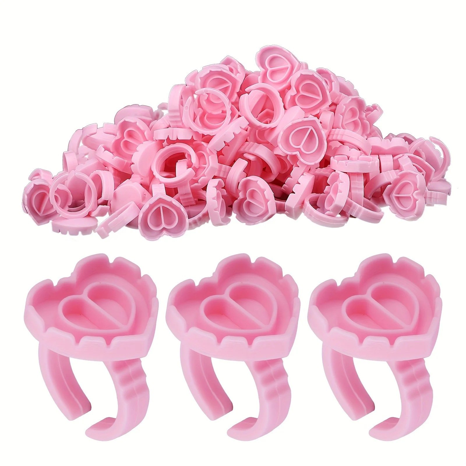 Heart-shaped eyelash ring (white/pink/blue) 100pcs-JSB05