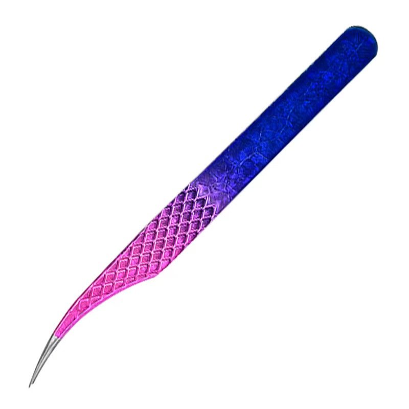 stainless steel eyelash tweezers- Ice flowers gradually turn blue