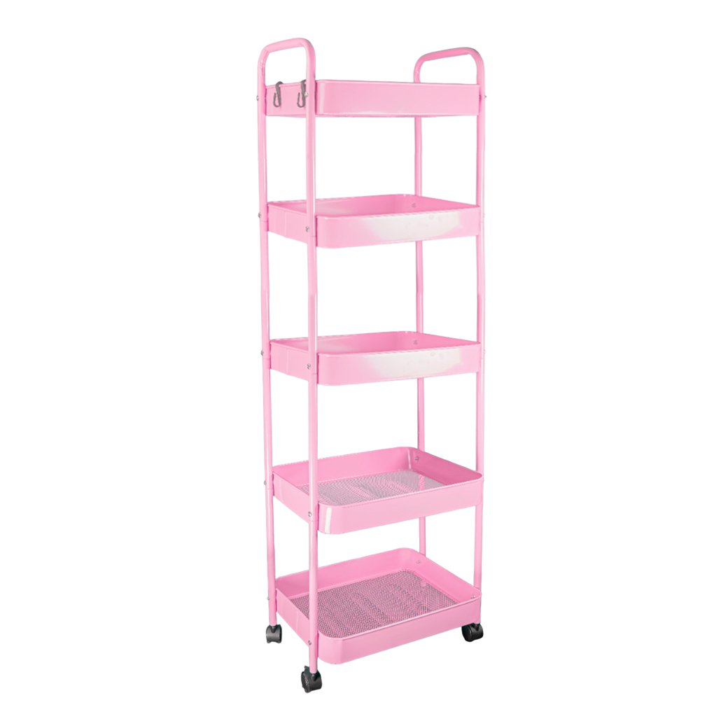 5-Tier Utility Cart - Black/White/Pink