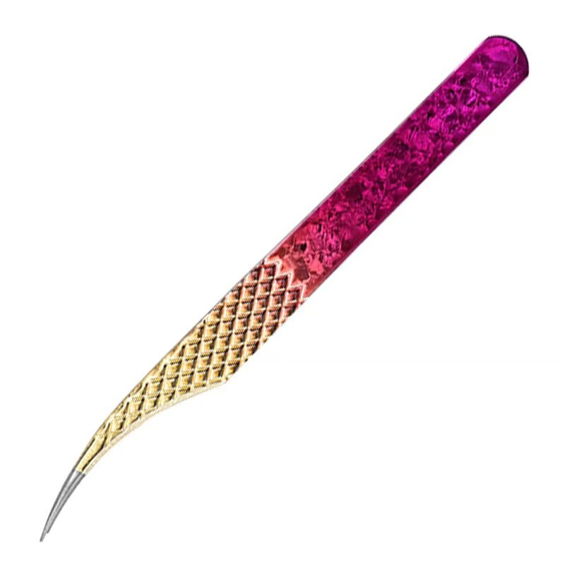stainless steel eyelash tweezers- Ice flowers gradually turn red.
