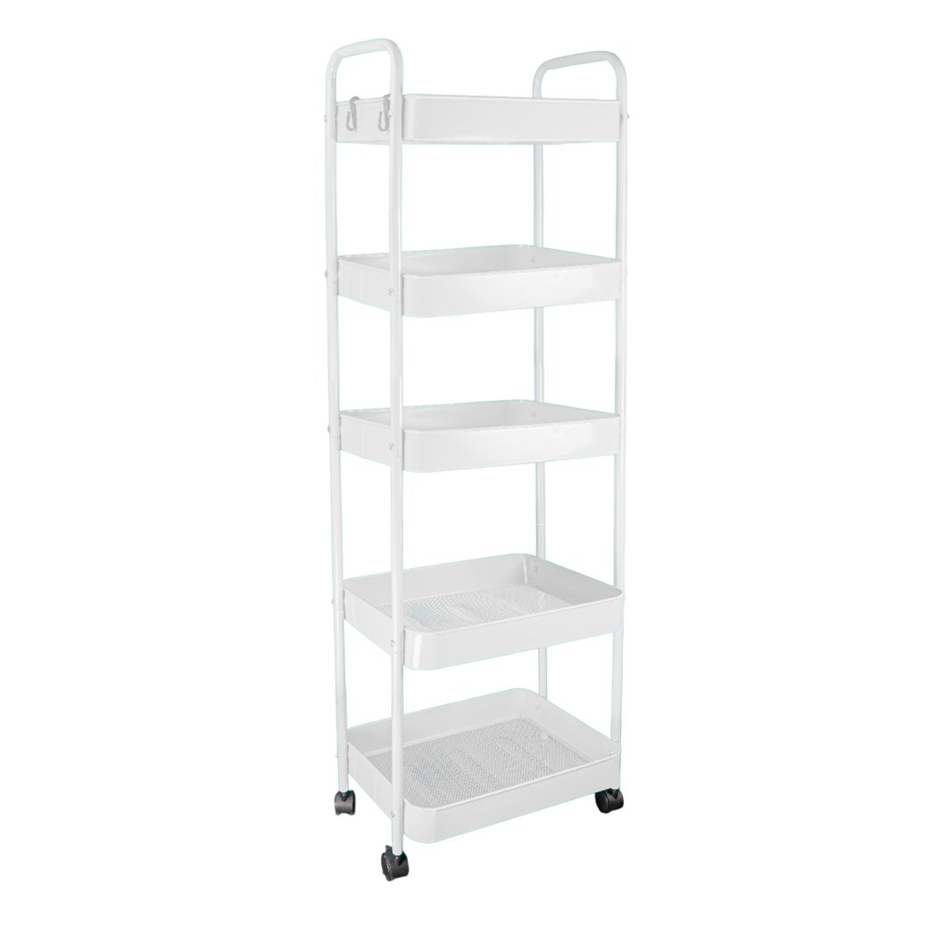 5-Tier Utility Cart - Black/White/Pink
