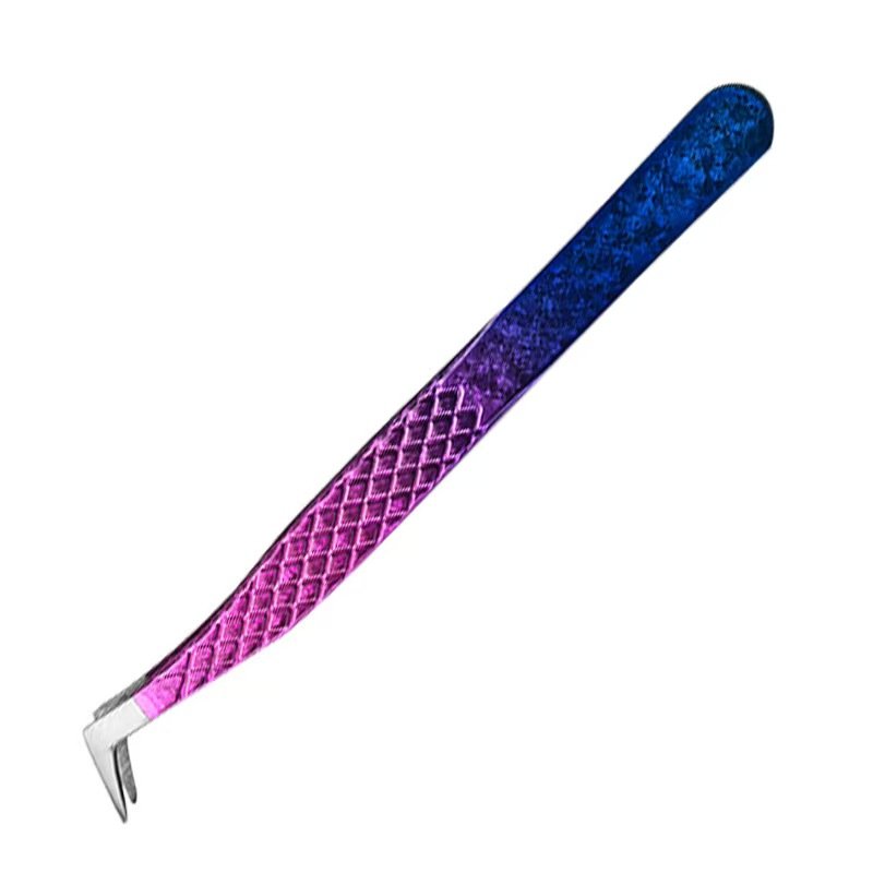 stainless steel eyelash tweezers- Ice flowers gradually turn blue