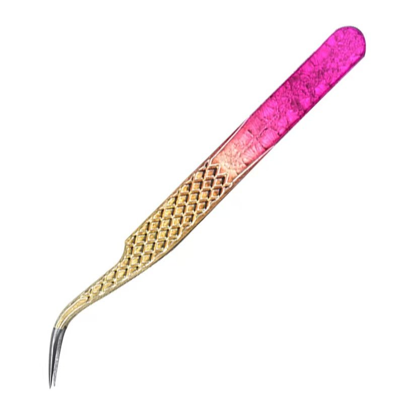 stainless steel eyelash tweezers- Ice flowers gradually turn red.