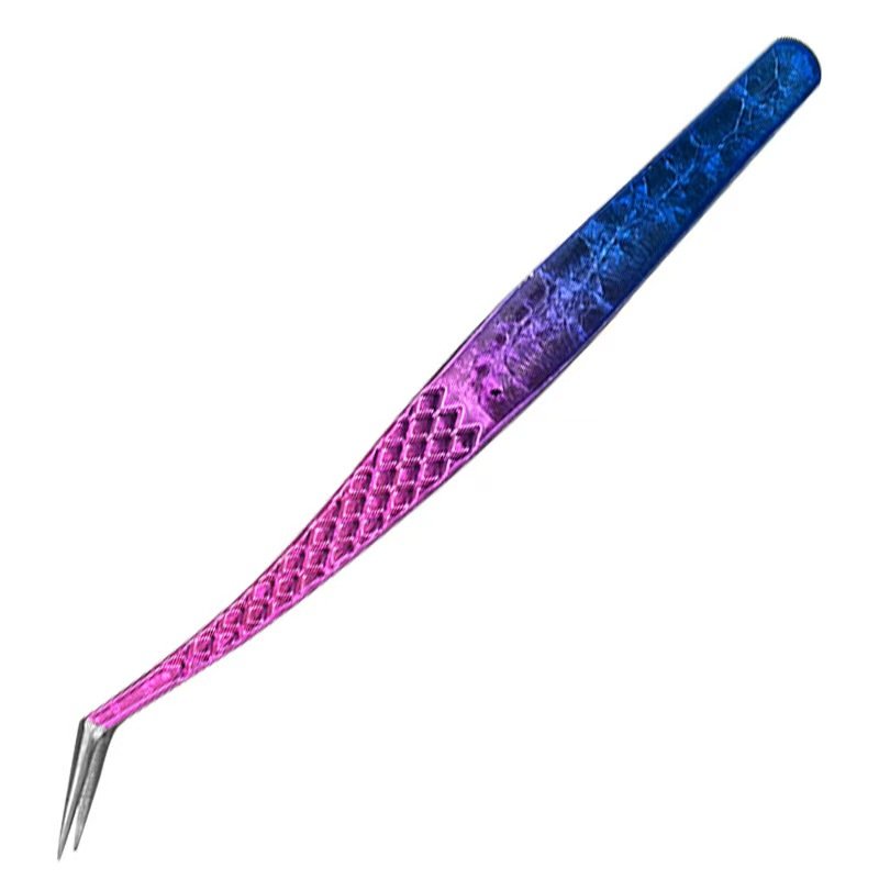 stainless steel eyelash tweezers- Ice flowers gradually turn blue