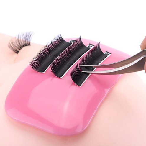 Silicone eyelash holder, 1 pack-pink/clear