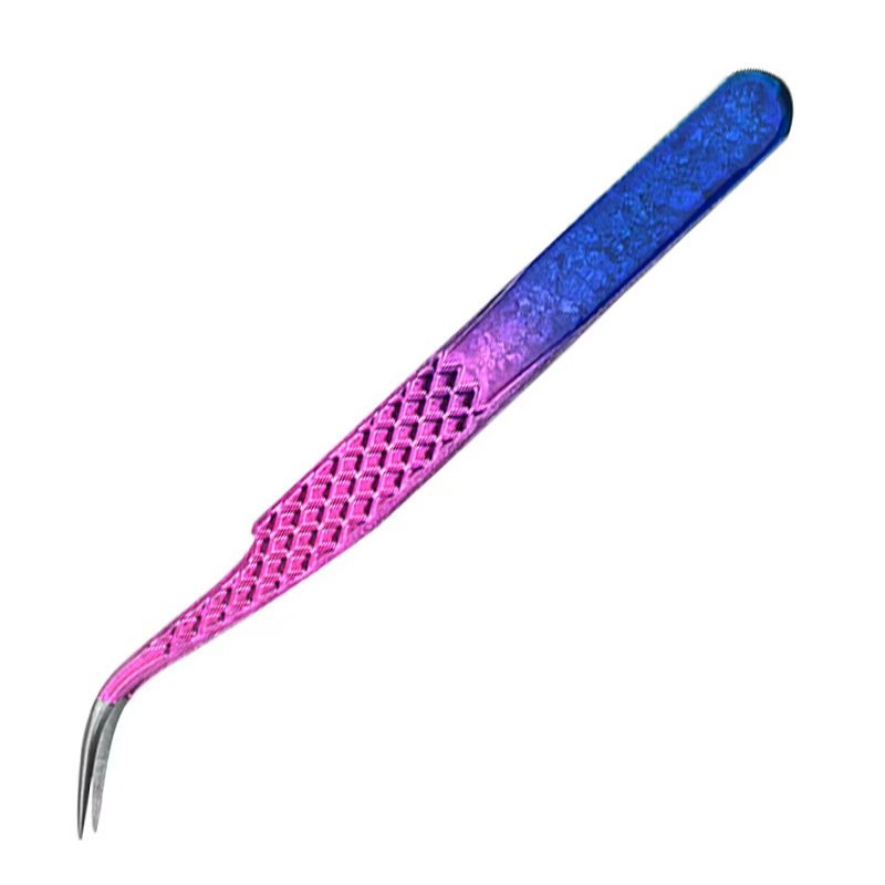 stainless steel eyelash tweezers- Ice flowers gradually turn blue