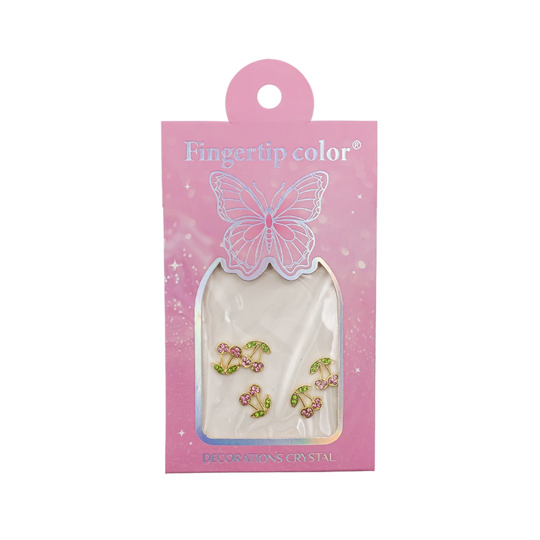 Cherry-shaped nail charms - 6 pieces/pink/white/sliver
