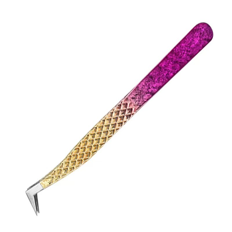 stainless steel eyelash tweezers- Ice flowers gradually turn red.