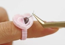 Heart-shaped eyelash ring (white/pink/blue) 100pcs-JSB05