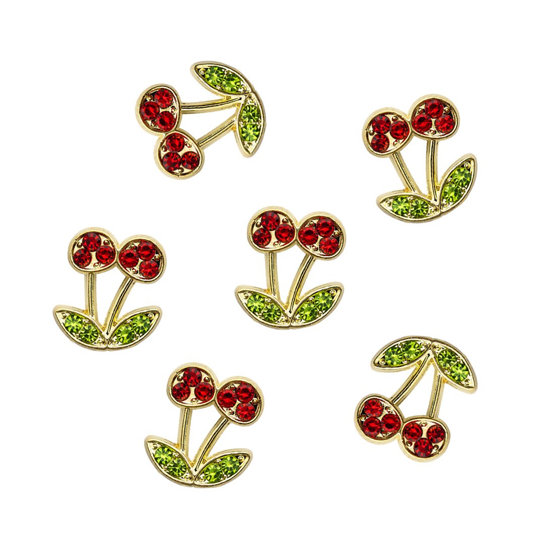 Cherry-shaped nail charms - 6 pieces/pink/white/sliver