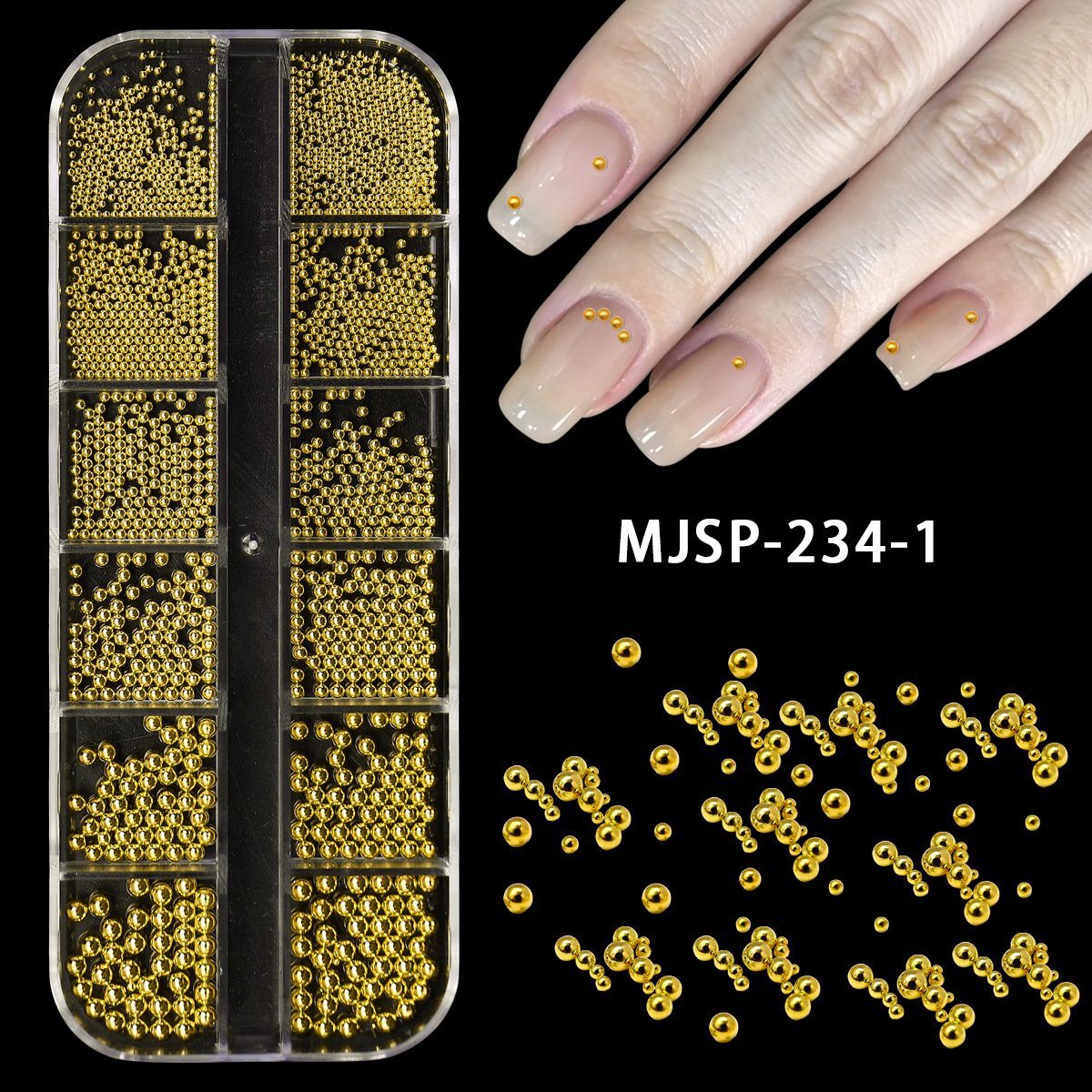 Gold nail charm decorations 12 grids-4