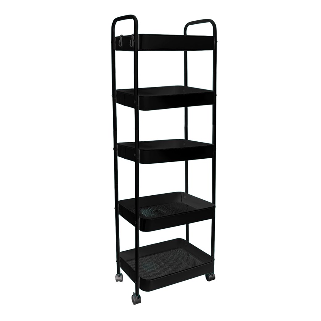 5-Tier Utility Cart - Black/White/Pink