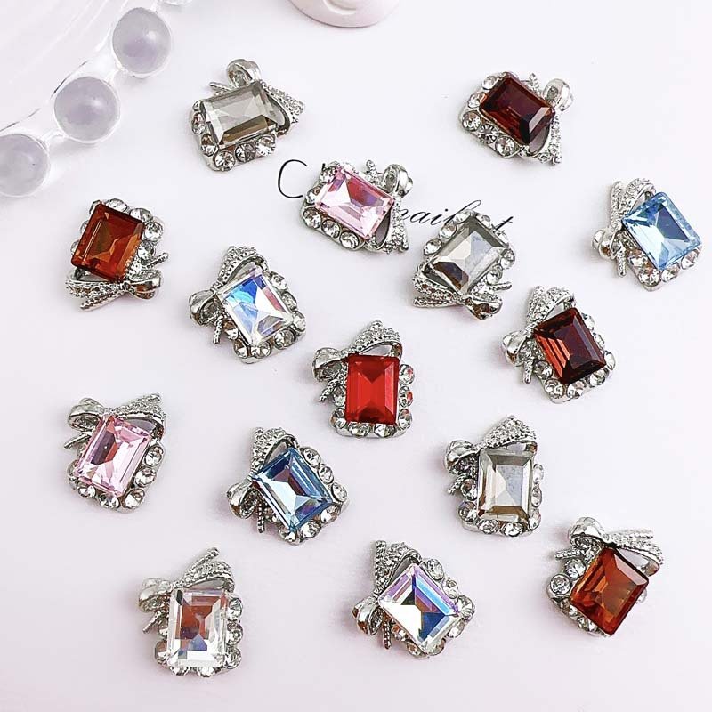 Rectangular stone nail charms (a) 6pcs