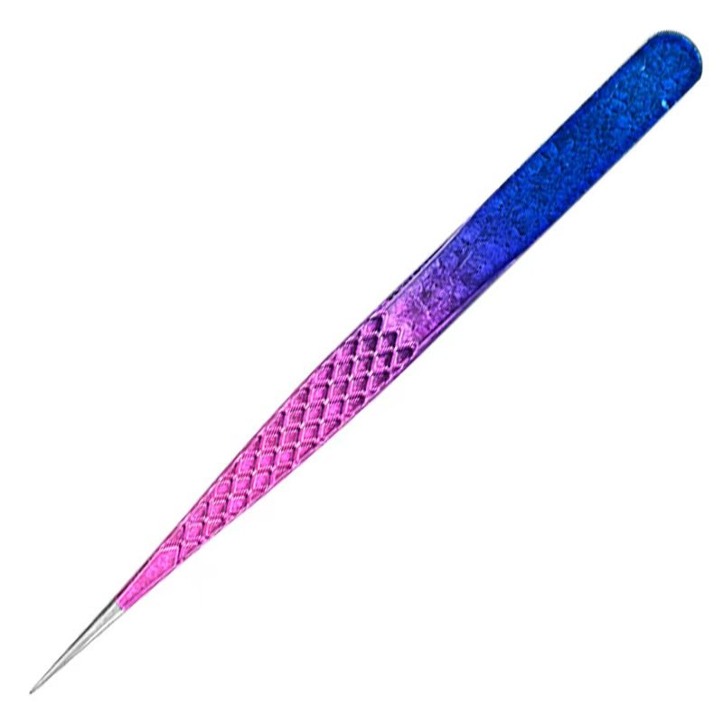 stainless steel eyelash tweezers- Ice flowers gradually turn blue