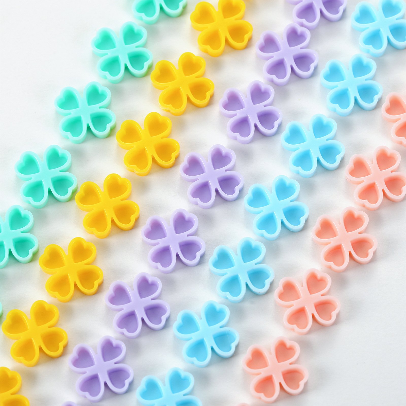 Four-leaf clover, four-heart shape eyelash ring (pink/purple/blue/yellow/Tiffny blue) 100pcs-JSB07