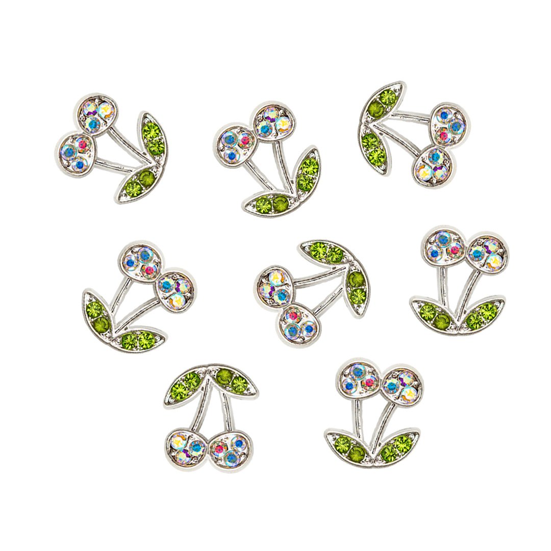 Cherry-shaped nail charms - 6 pieces/pink/white/sliver