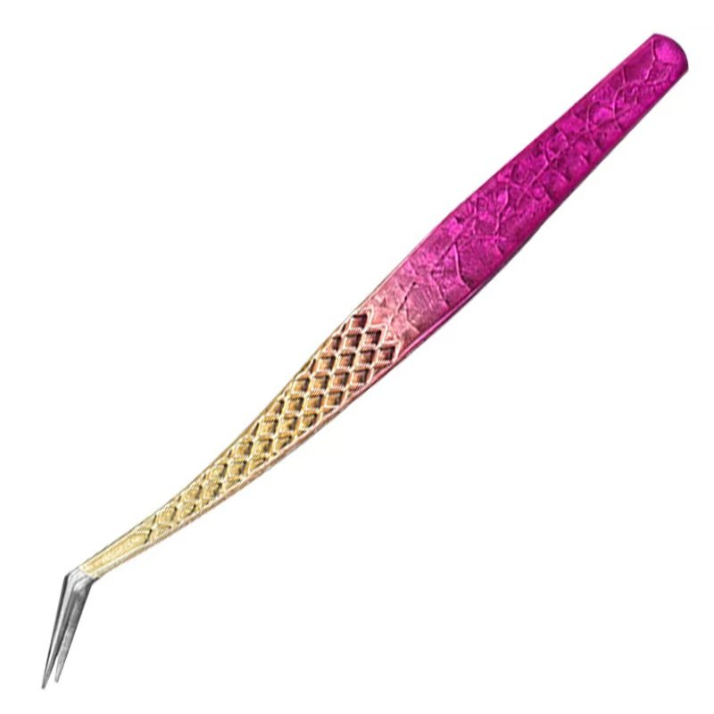 stainless steel eyelash tweezers- Ice flowers gradually turn red.